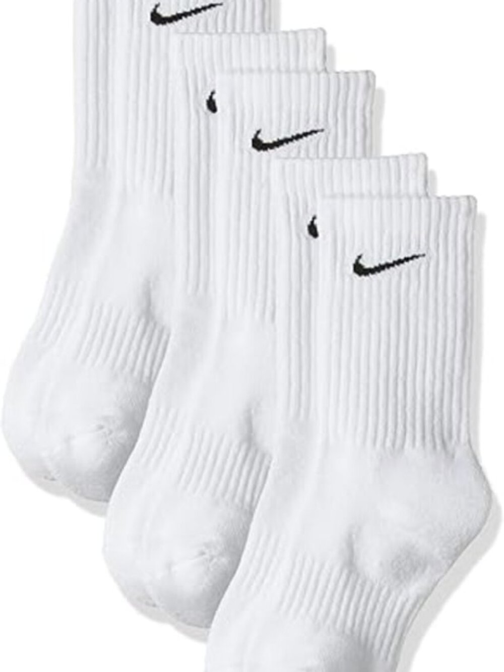 White Crew Socks, Athletic Ribbed Socks, Cushioned Sports Socks
